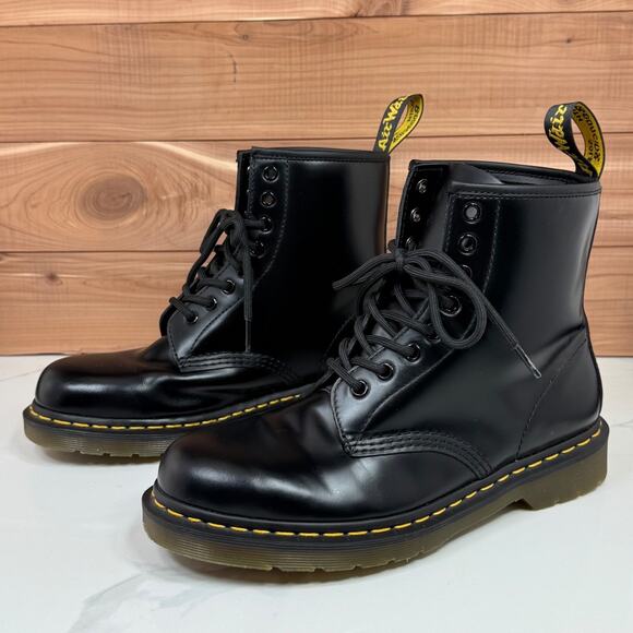 Dr Martens 1460 Glossy Leather Lace Up Boots Combat Moto Grunge Goth Women's 9 - Picture 2 of 14